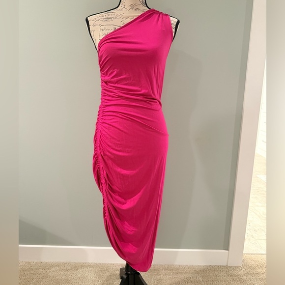 A New Day Fuchsia One-Shoulder Dress. Size Small. NWT. - Picture 1 of 4